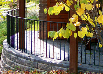 Artist-blacksmith curved patio railing