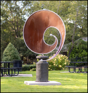 Artist-Blacksmith sculpture at Marsh Creek Rain Garden in Sandy Springs Georgia