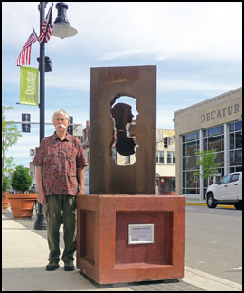 Artist-blacksmith sculpture in Decatur Indiana